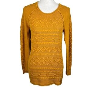 Tribal Mustard Yellow Knit Long Sleeve Sweater Size XS